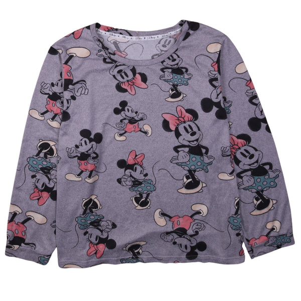 Disney 90's Minnie Mouse Crew Neck Fleece Sweatshirt XXLarge Grey Vintage