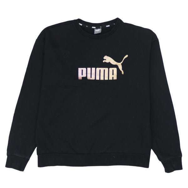 Puma 90's Vintage Black Spellout Crew Neck Sweatshirt Medium