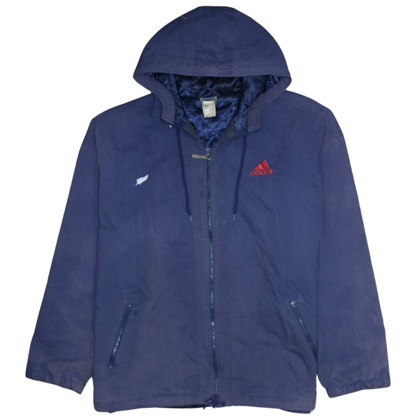 Adidas 90's Hooded Full Zip Up Windbreaker XLarge Navy Blue