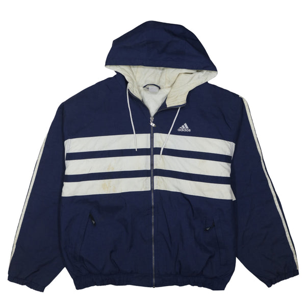 Adidas 90's Hooded Full Zip Up Windbreaker XLarge Navy Blue