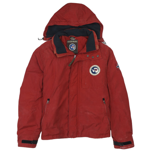 Napapijri Vintage 90's Red XL Hooded Windbreaker Jacket