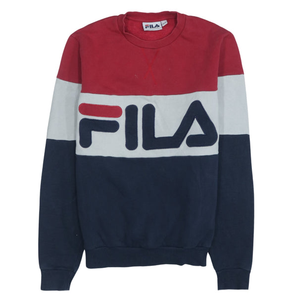 Fila 90's Vintage Spellout Crew Neck Sweatshirt XSmall Navy Blue