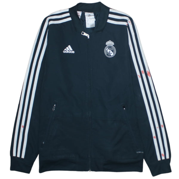 Adidas 90's Striped Sleeve Full Zip Up Sweatshirt Medium Navy Blue