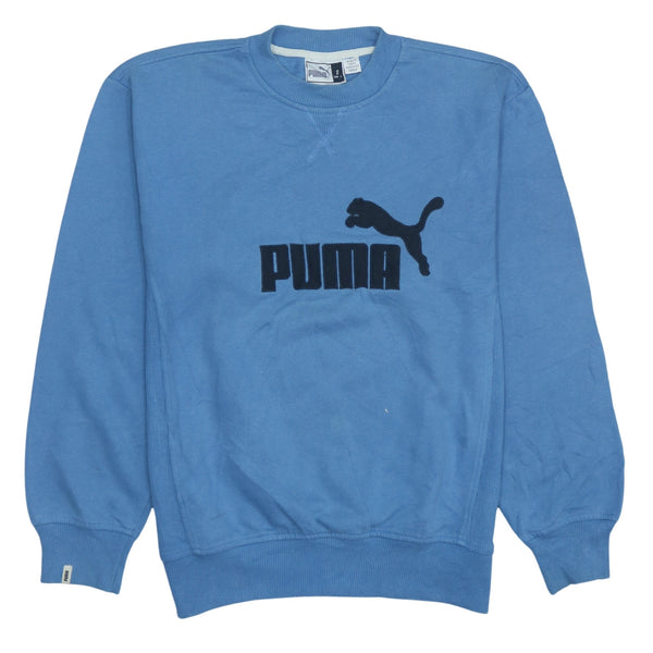 Puma Vintage 90's Blue Spellout Crew Neck Sweatshirt Men's Small
