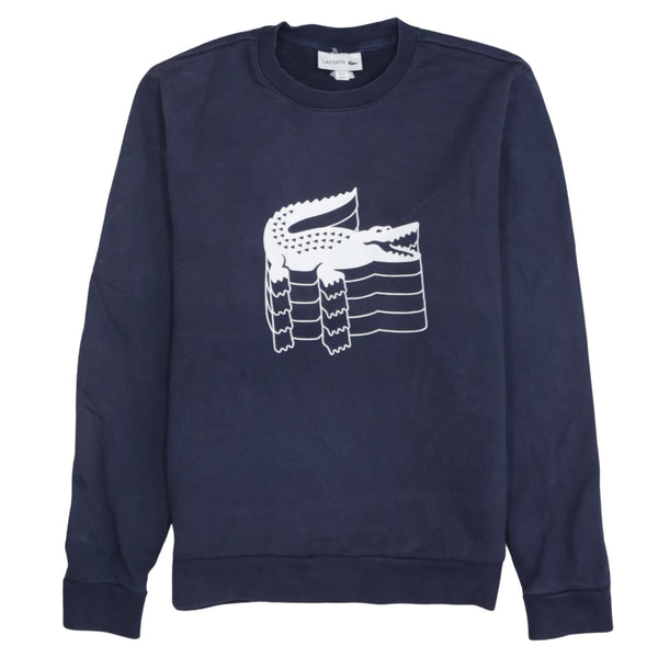 Lacoste 90's Spellout Crew Neck Sweatshirt Medium Navy Blue