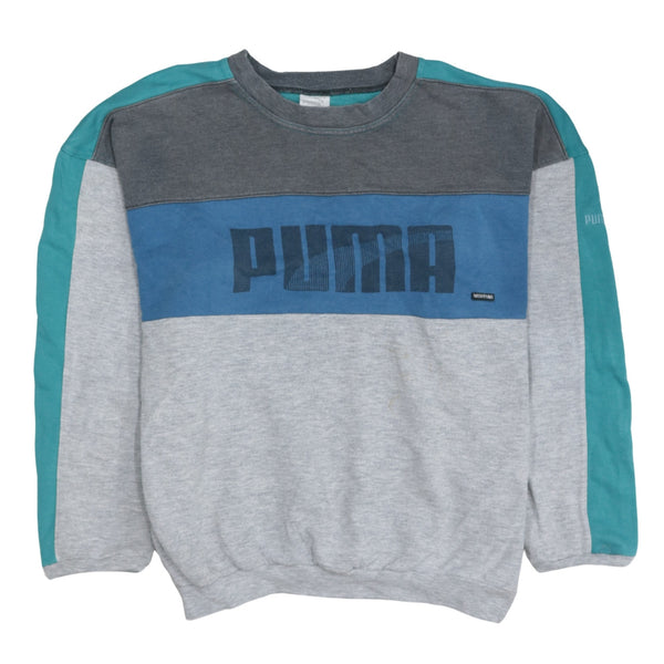 Puma 90's Spellout Crew Neck Sweatshirt Large Blue