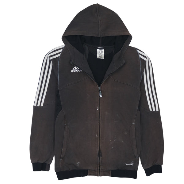 Adidas 90's Striped Sleeve Full Zip Up Hoodie Medium Black