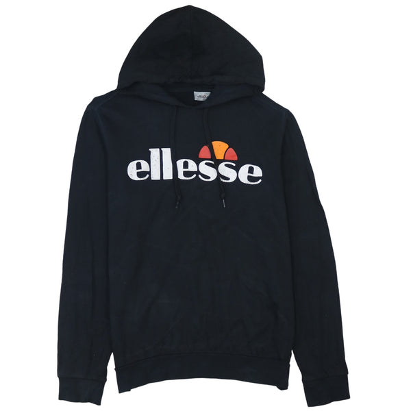 Ellesse 90's Vintage Spellout Pullover Hoodie Large Black