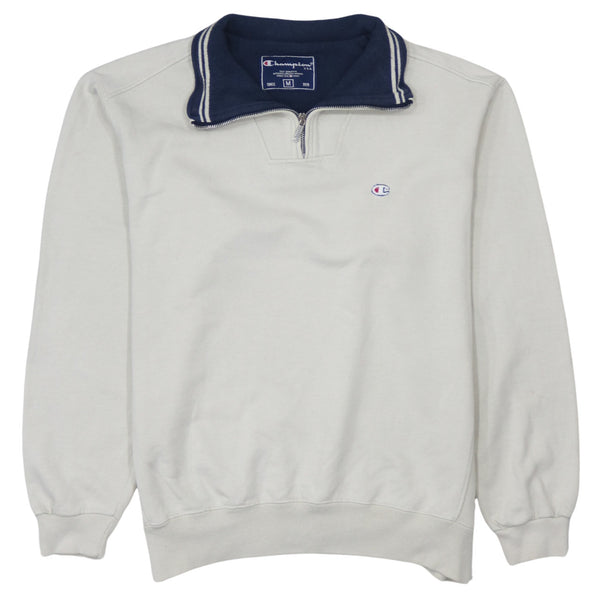 Champion 90's Lightweight Quarter Zip Sweatshirt Medium Beige Cream