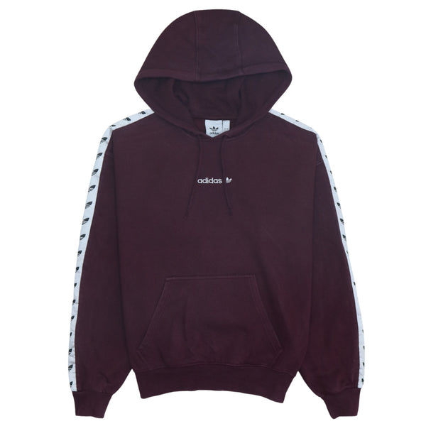 Adidas Vintage 90's Burgundy Red Small Pullover Hoodie with Drawstring Pockets