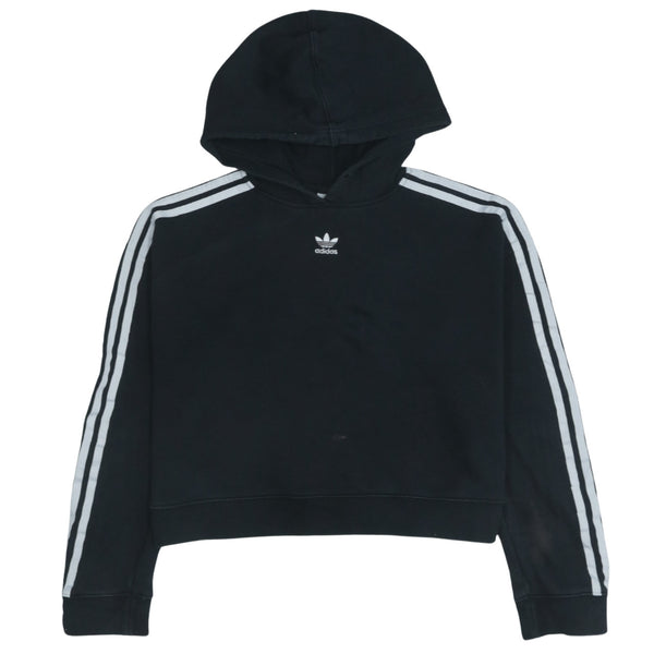 Adidas 90s Striped Sleeve Pullover Hoodie Black Women’s Small Cotton