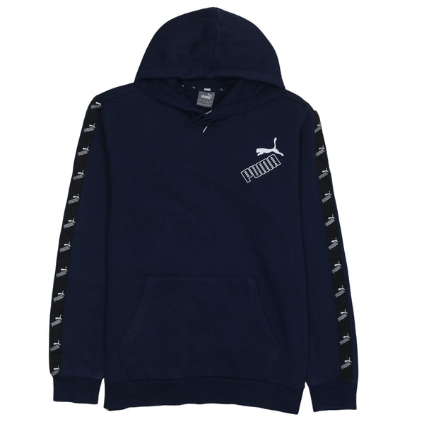 Puma 90's Drawstring Pockets Pullover Hoodie Large Navy Blue