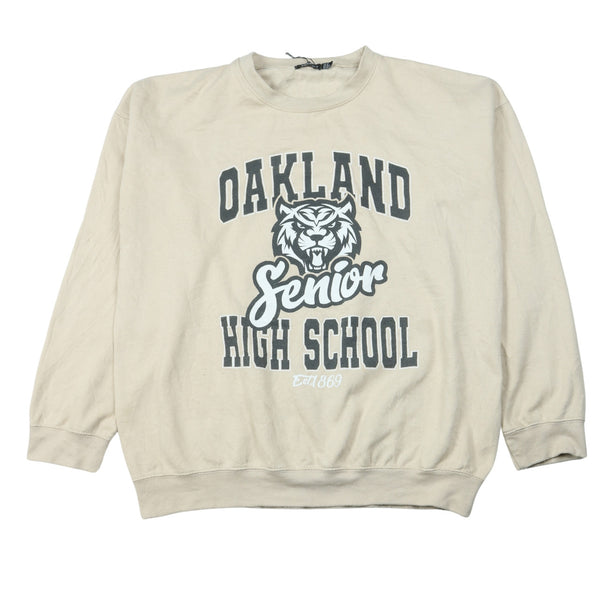 Vintage 90's Oakland High Crew Neck Sweatshirt XXL Unisex Beige Cream