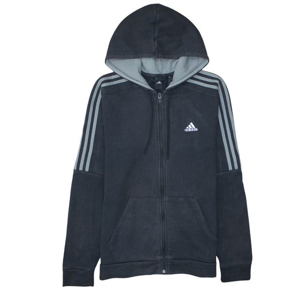Adidas 90's Striped Sleeve Full Zip Up Hoodie Medium Black