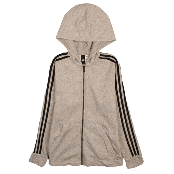 Adidas 90's Vintage Striped Sleeves Green Full Zip Hoodie Medium