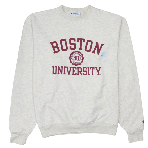 Champion 90's Boston University Crew Neck Sweatshirt Medium Beige Cream