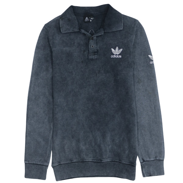 Adidas 90's Black Long Sleeve Polo Shirt Women XXLarge (2XL) Vintage