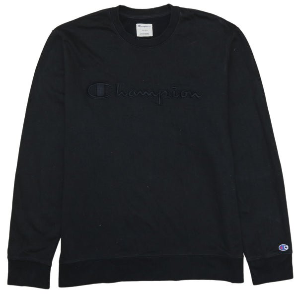 Champion 90's Black Spellout Crew Neck Sweatshirt Men's XLarge Vintage Quality