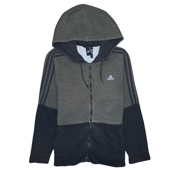 Adidas 90's Striped Sleeve Full Zip Up Hoodie Large Black