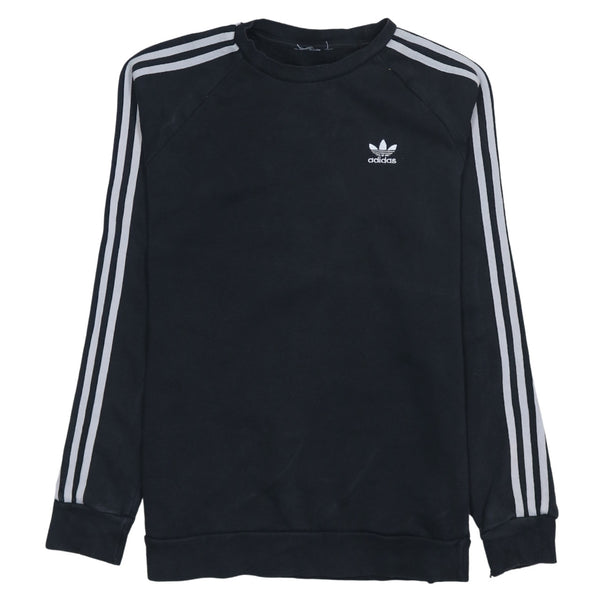 Adidas 90's Striped Sleeve Crew Neck Sweatshirt Small  Black