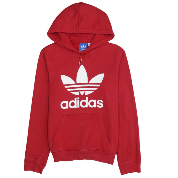 Adidas 90's Spellout Pullover Hoodie Small  Red