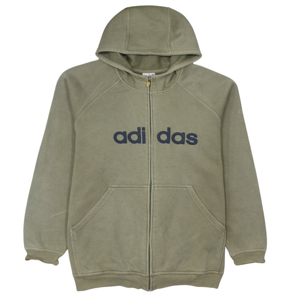 Adidas 90's Spellout Full Zip Up Hoodie Medium Green