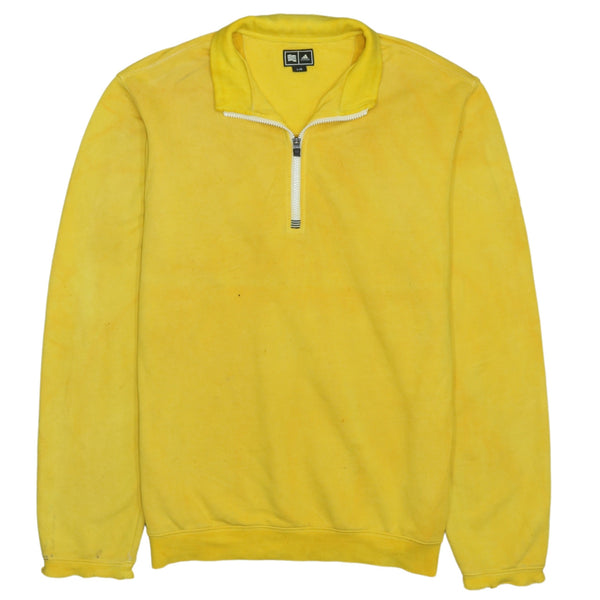 Adidas Vintage 90's Yellow Heavyweight Quarter Button Sweatshirt - Men's Large