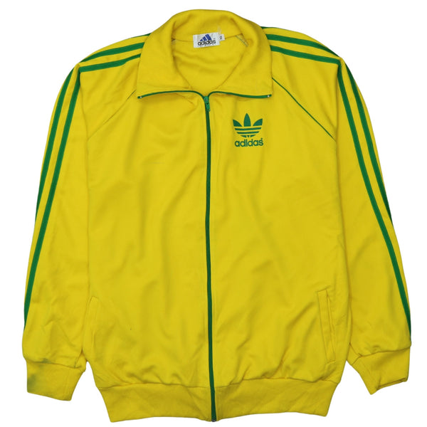 Adidas Vintage 90s Striped Sleeve Yellow Full Zip Sweatshirt Men's XLarge