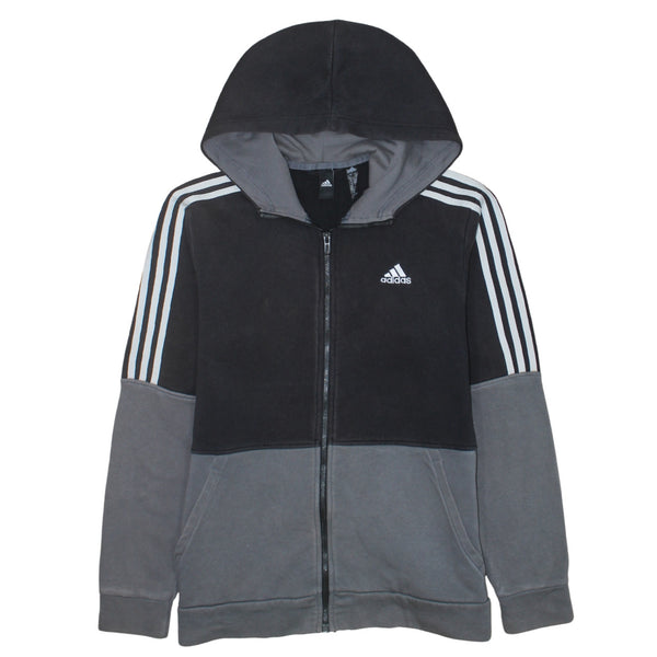 Adidas 90's Striped Sleeve Full Zip Up Hoodie Small Black