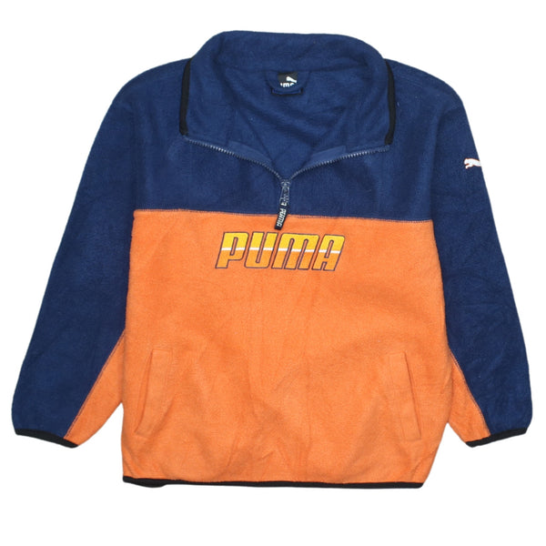 Puma 90's Spellout Quarter Zip Fleece Jumper XSmall Navy Blue