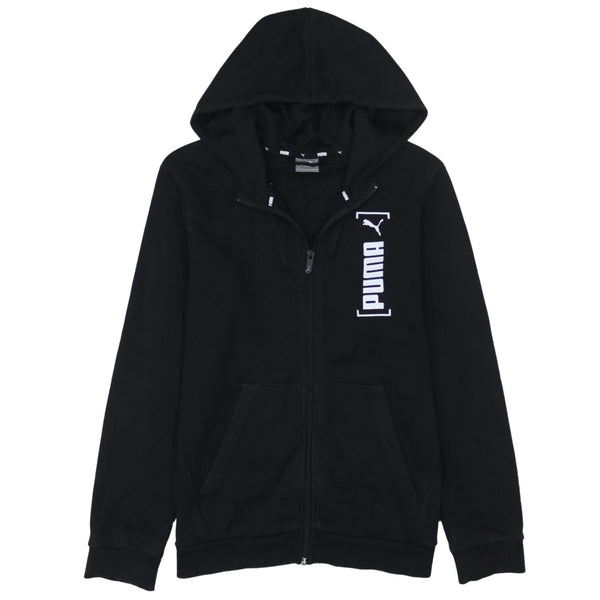 Puma Black Vintage 90's Small Full Zip Hoodie with Drawstring Pockets