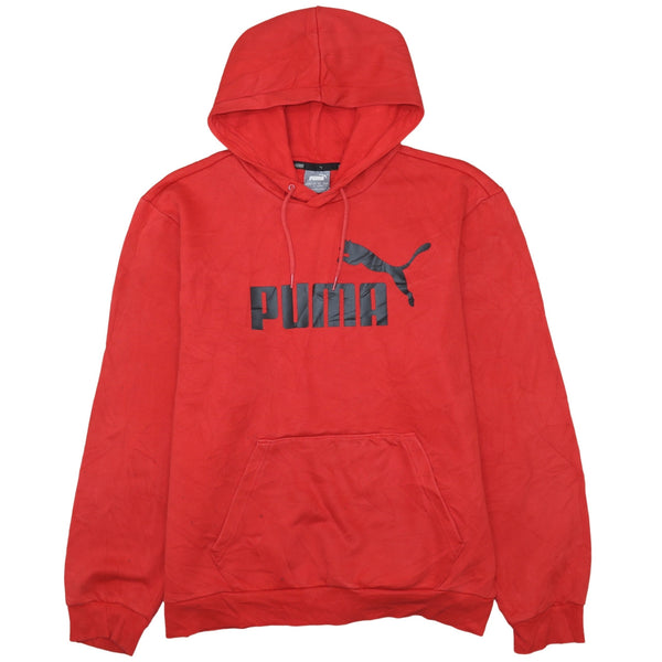 Vintage 90's Puma Spellout Pullover Hoodie Large Red Cotton