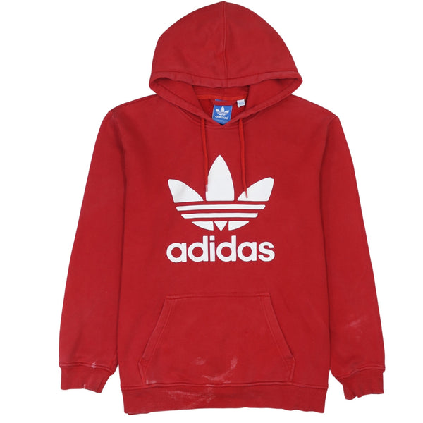 Adidas 90's Vintage Red Spellout Pullover Hoodie - Men's Large