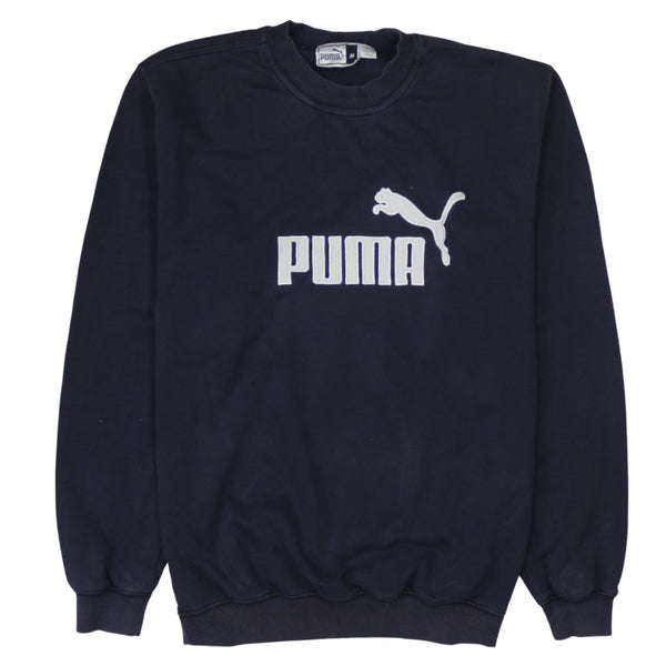 Puma 90's Spellout Crew Neck Sweatshirt Medium Navy Blue