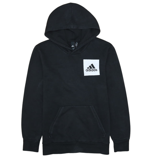 Adidas Retro 90's Black Pullover Hoodie Medium with Drawstring Pockets
