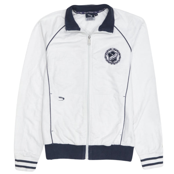Diesel 90's Lightweight Full Zip Up Sweatshirt Medium White