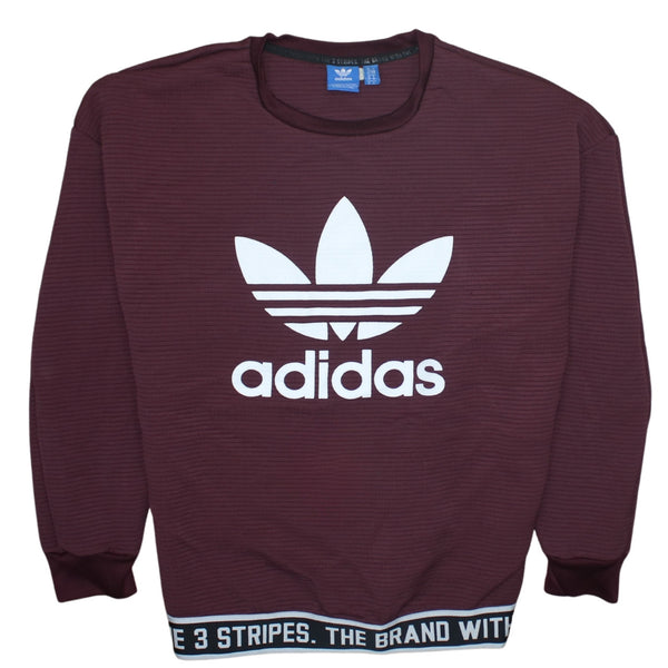 Adidas 90's Spellout Crew Neck Sweatshirt Small Burgundy Red
