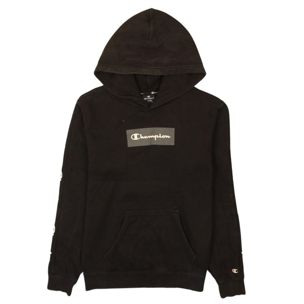 Champion 90s Black Spellout Pullover Hoodie Men's Small Vintage Style