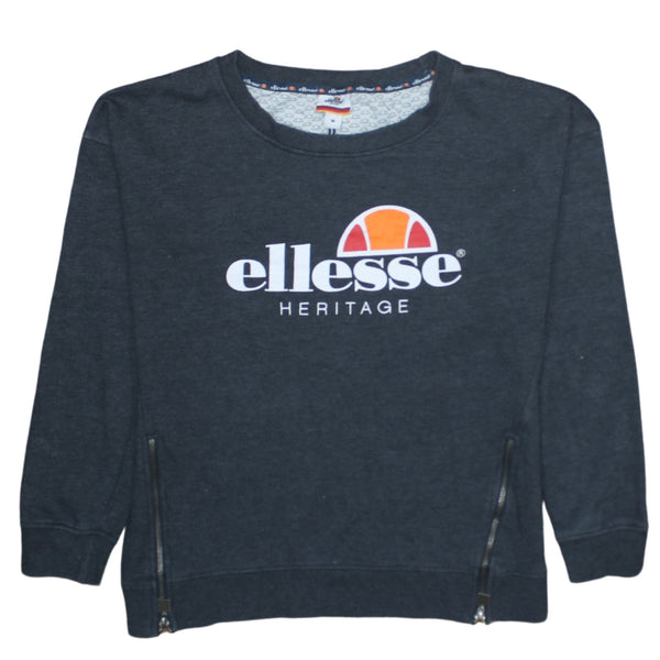 Ellesse 90's Spellout Crew Neck Sweatshirt Medium Grey