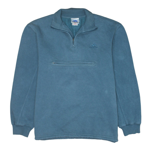 Adidas 90's Lightweight Quarter Zip Sweatshirt Medium  Blue