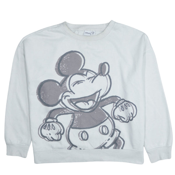 Vintage Disney 90's Mickey Mouse White Crew Neck Sweatshirt Large