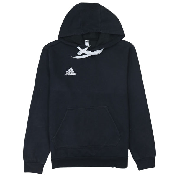Adidas 90's Drawstring Pockets Pullover Hoodie Small Black