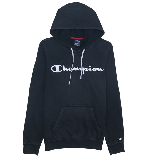 Champion 90's Black Spellout Pullover Hoodie XSmall Vintage Style