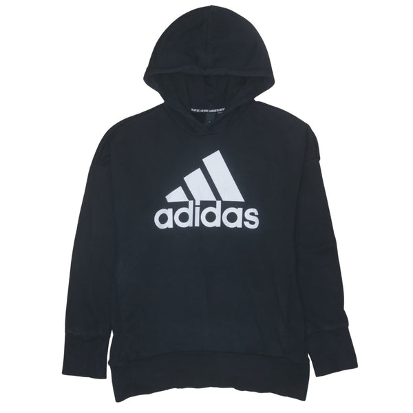 Adidas 90's Vintage Spellout Pullover Hoodie Medium Black Cotton