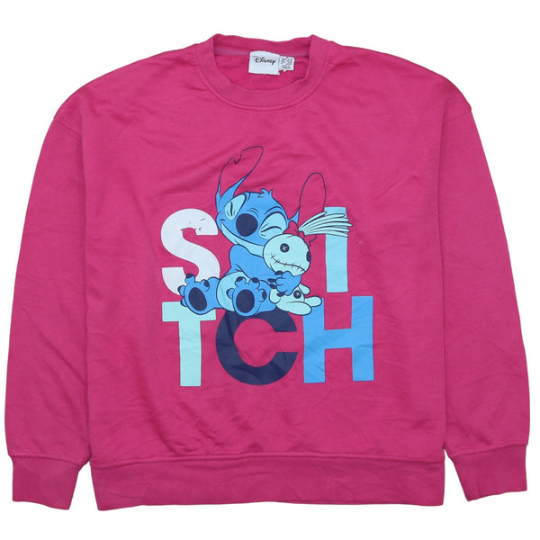 Disney 90's Stitch Pink Crew Neck Sweatshirt M Women Medium Vintage