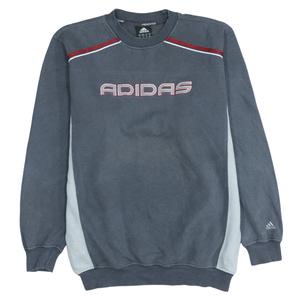 Adidas 90's Grey Spellout Crew Neck Sweatshirt Women's XLarge