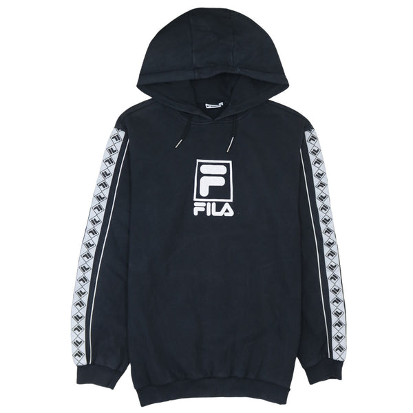Fila 90's Vintage Black Spellout Pullover Hoodie Men's Small