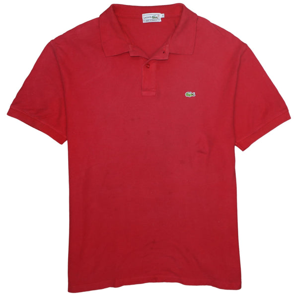 Lacoste 90's Short Sleeves Quarter Button T Shirt XLarge Red