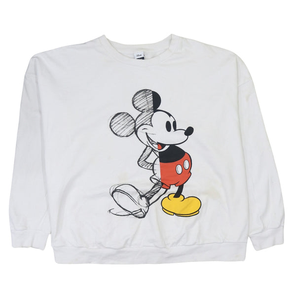 Vintage Disney 90's Mickey Mouse White Crew Neck Sweatshirt Men's XLarge