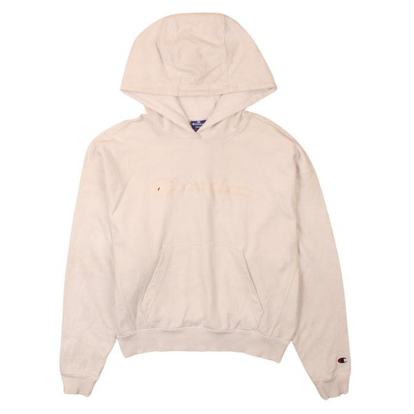 Champion Vintage 90s Spellout Pullover Hoodie Small White Unisex